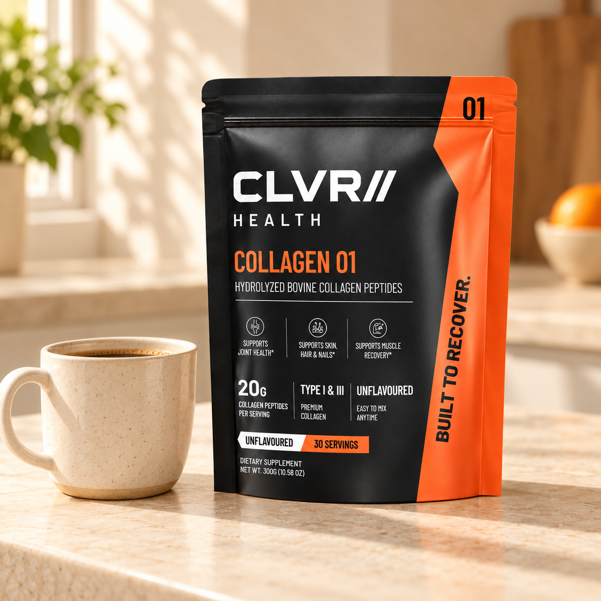 CLVR Health Collagen 01 — Unflavoured Bovine Collagen Peptides, 300g