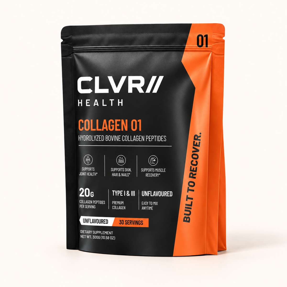 CLVR Health Collagen 01 — Unflavoured Bovine Collagen Peptides, 300g